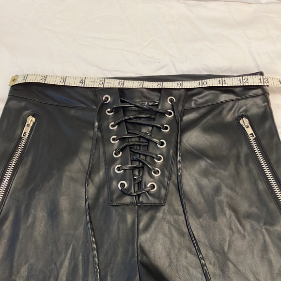 NWT Misguided Black, faux, leather lace up front flare leg pants - Picture 9 of 12